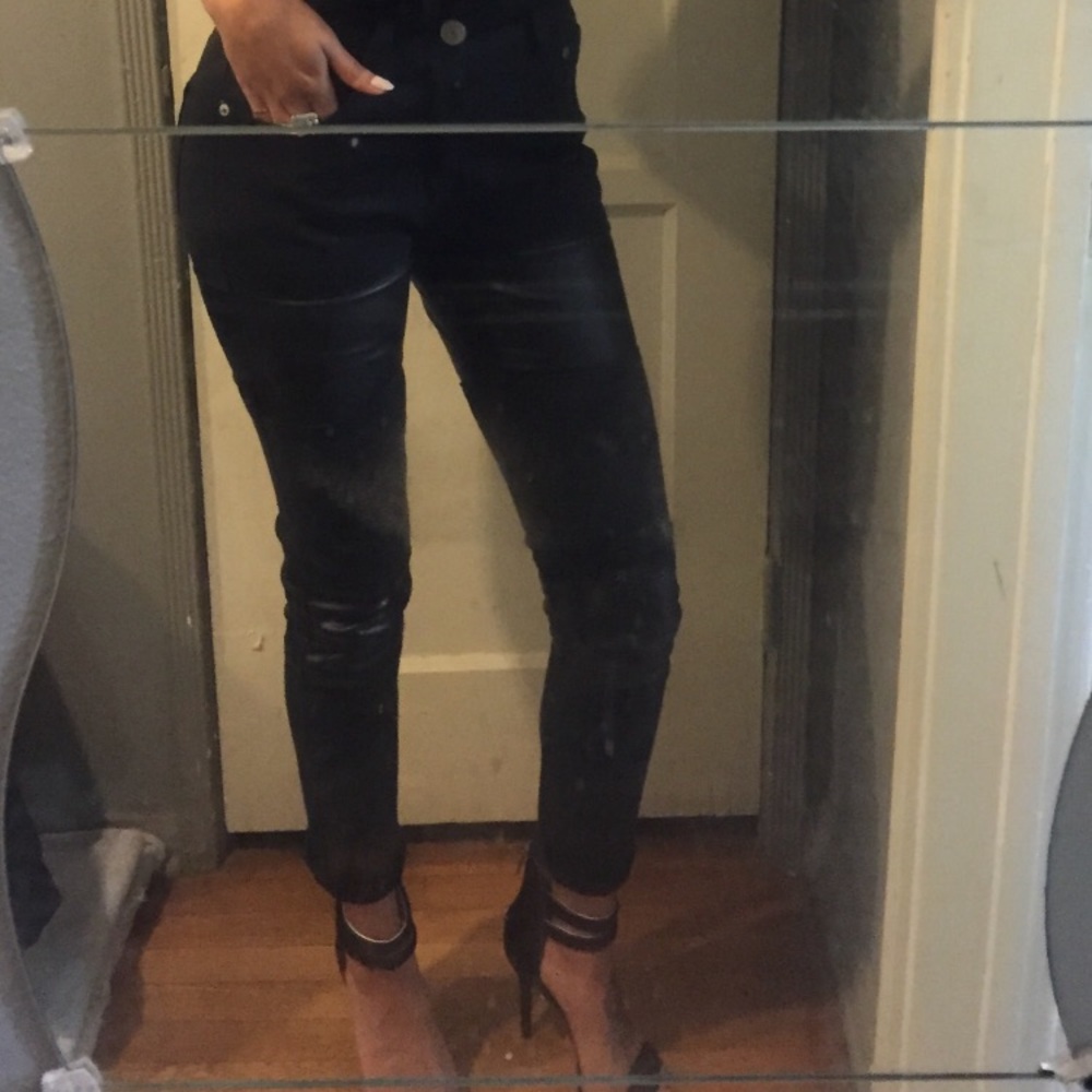 Black denim joy rich skinny jean vegan Leather - Picture 4 of 8